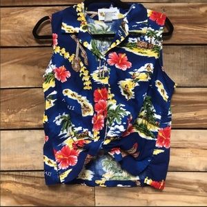 Hawaiian tank top button up vest XL aloha wears